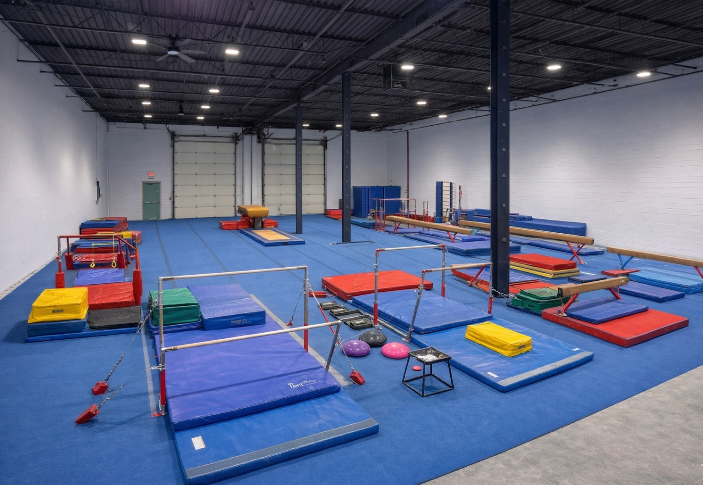 Wide view of the Leap Gymnastics floor